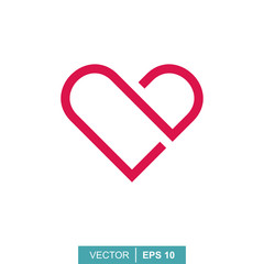 Stylized modern heart. Vector illustration on the theme of love and romance relationship. Flat design