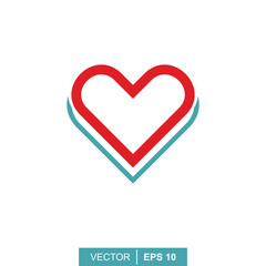 Stylized modern heart. Vector illustration on the theme of love and romance relationship. Flat design