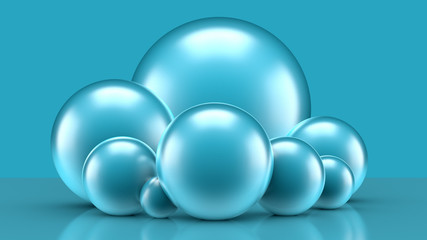 Effective composition with a group of objects, background and abstraction. 3d illustration, 3d rendering.