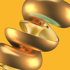 Abstract background with yellow and gold shape. 3d illustration, 3d rendering.