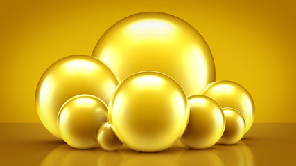 Effective composition with a group of objects, background and abstraction. 3d illustration, 3d rendering.