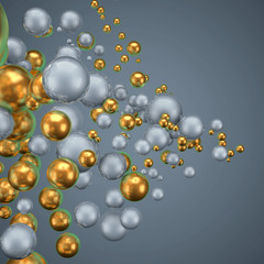 Beautiful group background with elements, color and gold. 3d illustration, 3d rendering.