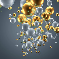 Beautiful group background with elements, color and gold. 3d illustration, 3d rendering.