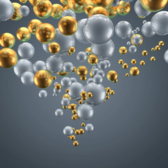 Beautiful group background with elements, color and gold. 3d illustration, 3d rendering.