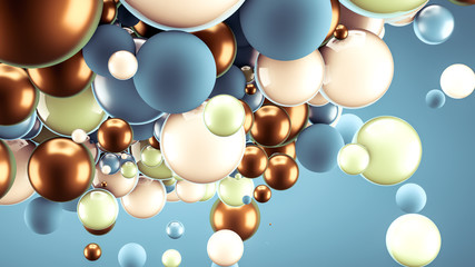 Beautiful group background with elements, color and gold. 3d illustration, 3d rendering.