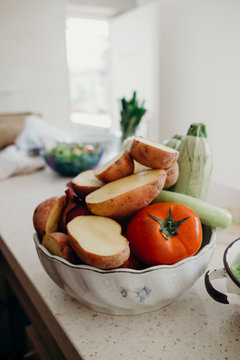 Fresh vegetable on the table in the kitchen