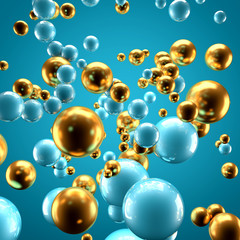 Beautiful group background with elements, color and gold. 3d illustration, 3d rendering.