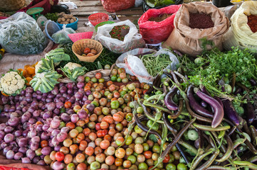 Fruit and vegetables at local market in Myanmar