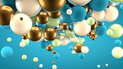 Beautiful group background with elements, color and gold. 3d illustration, 3d rendering.