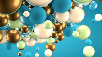 Beautiful group background with elements, color and gold. 3d illustration, 3d rendering.