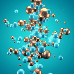 Beautiful group background with elements, color and gold. 3d illustration, 3d rendering.