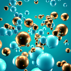 Beautiful group background with elements, color and gold. 3d illustration, 3d rendering.