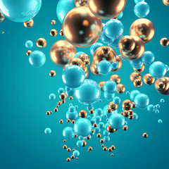 Beautiful group background with elements, color and gold. 3d illustration, 3d rendering.