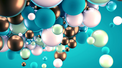 Beautiful group background with elements, color and gold. 3d illustration, 3d rendering.