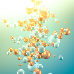 Beautiful group background with elements, color and gold. 3d illustration, 3d rendering.