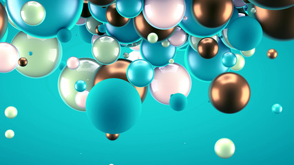 Beautiful group background with elements, color and gold. 3d illustration, 3d rendering.