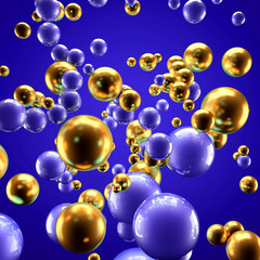 Beautiful group background with elements, color and gold. 3d illustration, 3d rendering.