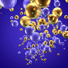 Beautiful group background with elements, color and gold. 3d illustration, 3d rendering.