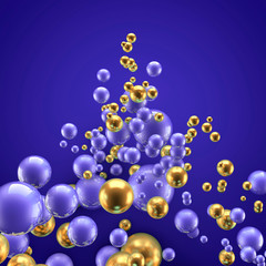 Beautiful group background with elements, color and gold. 3d illustration, 3d rendering.