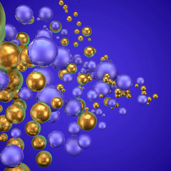 Beautiful group background with elements, color and gold. 3d illustration, 3d rendering.