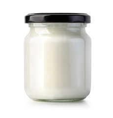 Jar  yogurt  on white