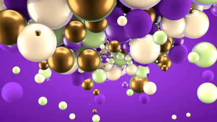 Beautiful group background with elements, color and gold. 3d illustration, 3d rendering.