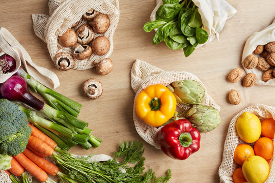 Fresh and healhty food on wooden table.