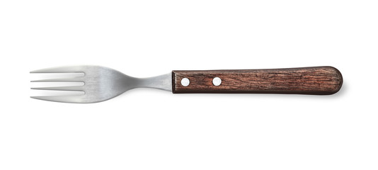 fork with wooden handle - obrazy, fototapety, plakaty