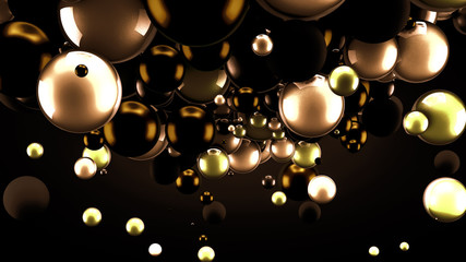 Beautiful group background with elements, color and gold. 3d illustration, 3d rendering.