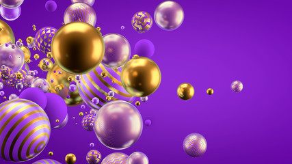 Beautiful background with balls. 3d illustration, 3d rendering.