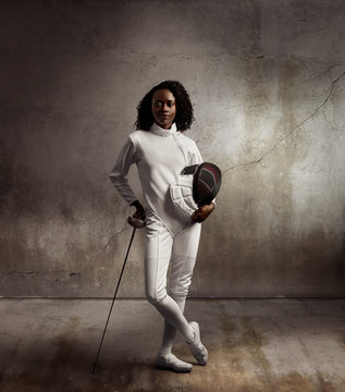 formal portrait of a female fencer