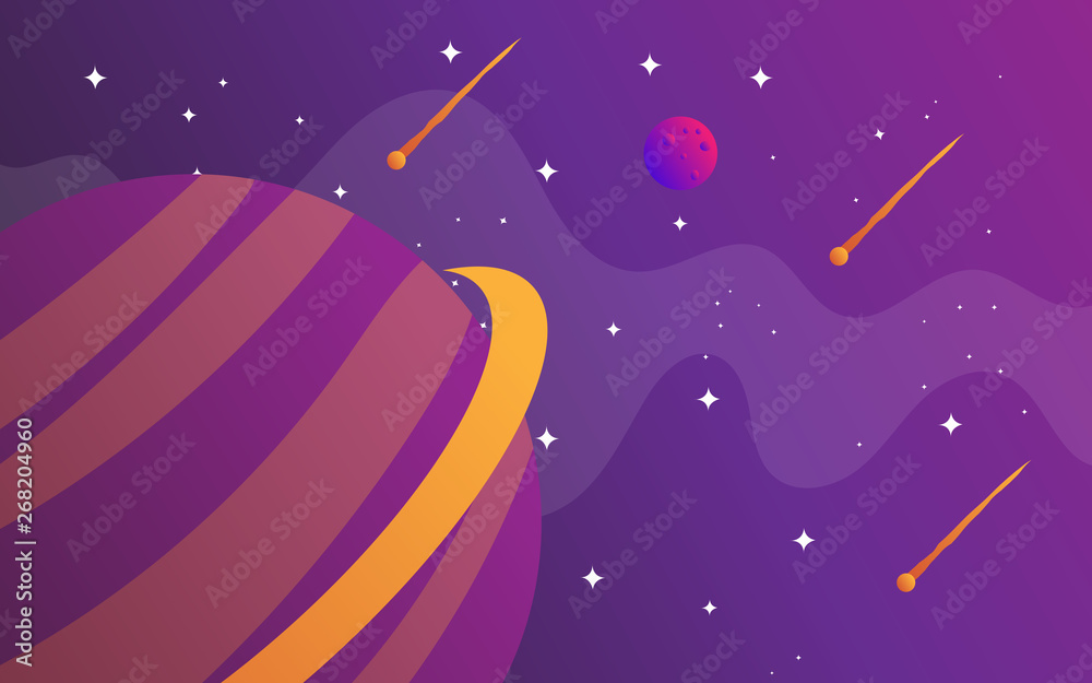 Canvas Prints horizontal space background with abstract shape and planets. web design. space exploring. vector ill