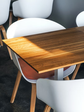 Close-up table and chairs in cafe