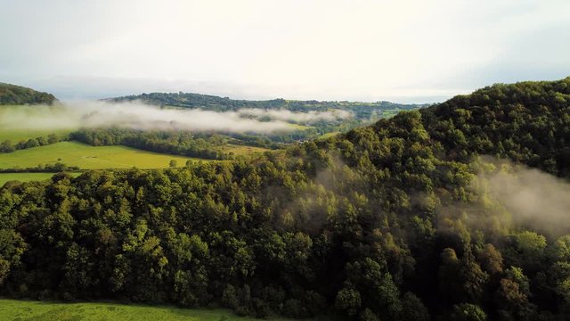 Aerial drone footage of the ruins Tintern Abbey, located on the Welsh boarders. 
