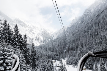 ski lift into mountains