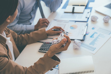 Business Manager blaming employee who getting stressed ,bad work, emotional pressure, mistake in...