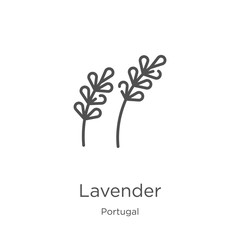 lavender icon vector from portugal collection. Thin line lavender outline icon vector illustration. Outline, thin line lavender icon for website design and mobile, app development. © MacroOne
