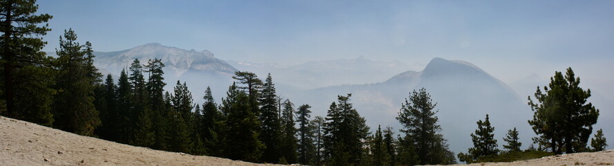 Obraz premium View of Half Dome From North Dome in Yosemite National Park in California