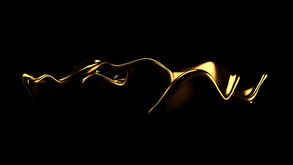 Elegant, luxury splash of gold liquid. 3d illustration, 3d rendering.