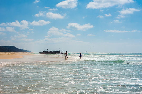 fishing by the Maheno