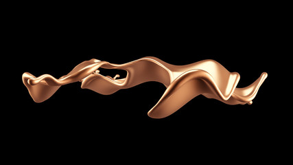 Elegant, luxury splash of gold liquid. 3d illustration, 3d rendering.