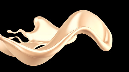 Elegant, luxury splash of gold liquid. 3d illustration, 3d rendering.