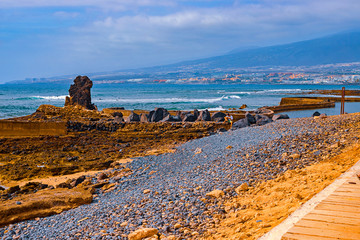 Black sand volcanic beach, Tenerife island, Spain