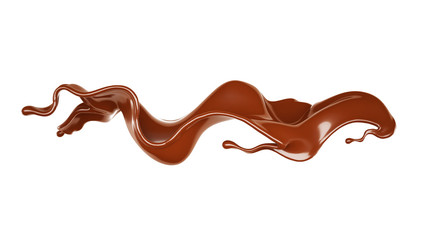 A splash of chocolate. 3d illustration, 3d rendering.
