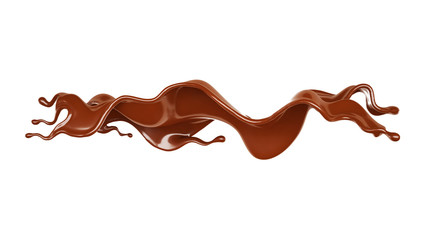 A splash of chocolate. 3d illustration, 3d rendering.