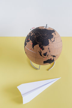 Globe on colored background. Travel Concept.