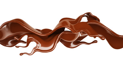 A splash of chocolate. 3d illustration, 3d rendering.