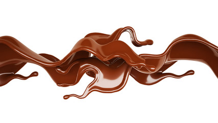 A splash of chocolate. 3d illustration, 3d rendering.