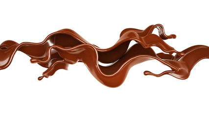 A splash of chocolate. 3d illustration, 3d rendering.