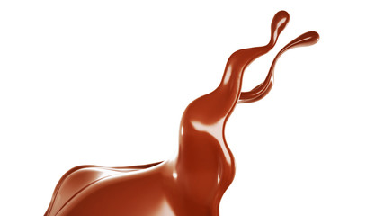 A splash of chocolate. 3d illustration, 3d rendering.